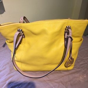 Michael Coors leather yellow tote